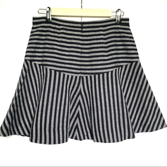J Crew Navy Striped Wool A line Skirt - Picture 6 of 8